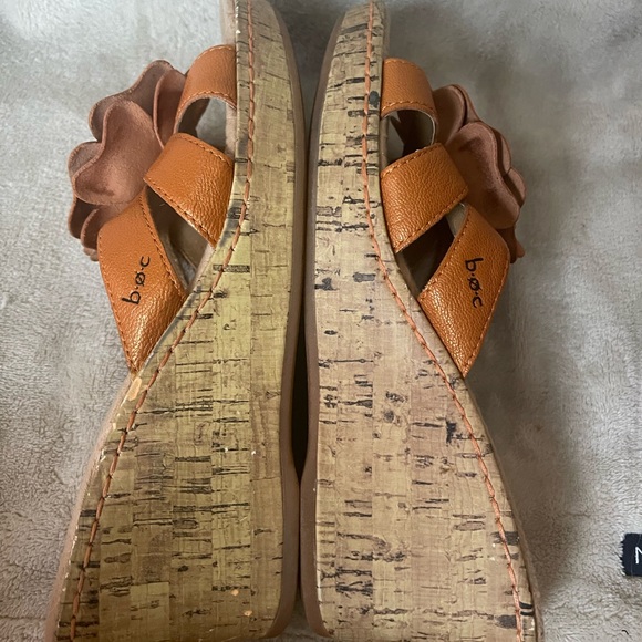 BOC Sandals Women's 9 Orange Floral Cork Wedge Slip On Cushioned Comfort Shoes - Picture 9 of 15